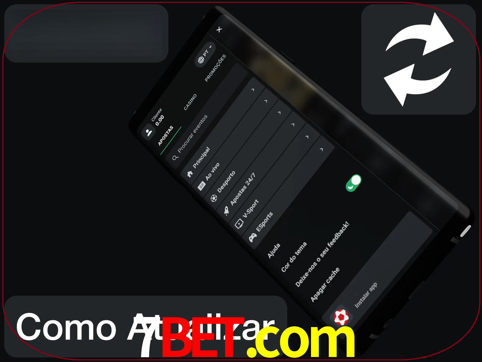 O aplicativo é atualizado automaticamente quando você faz o login.